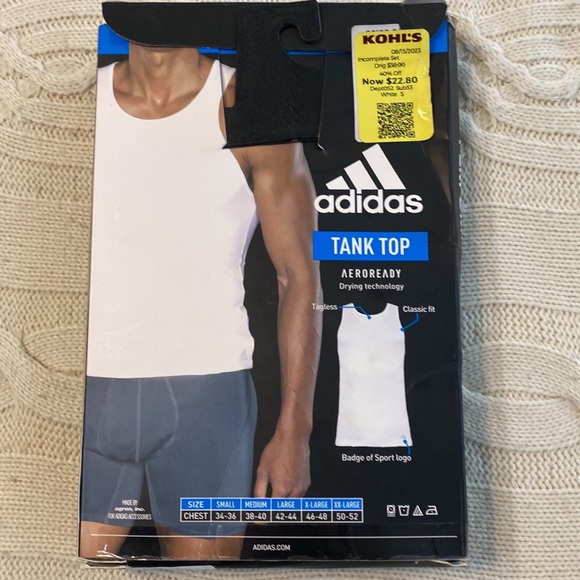 NIB Adidas Performance Tank. Moisture Wicking Stretch Cotton. One Tank only. - Picture 2 of 4